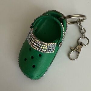 (SOLD) Green Croc Shoe Keychain / purse charm with Rhinestones